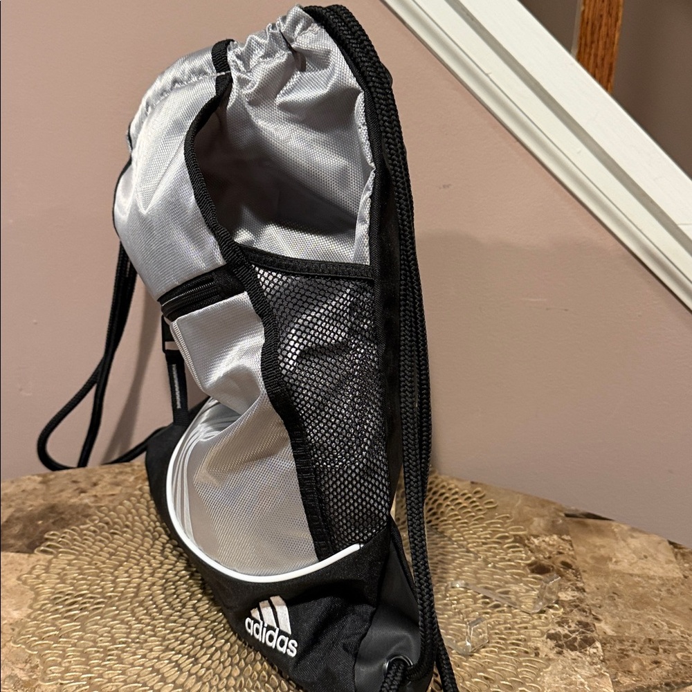 Adidas Black/Silver Drawstring Bag - image 4